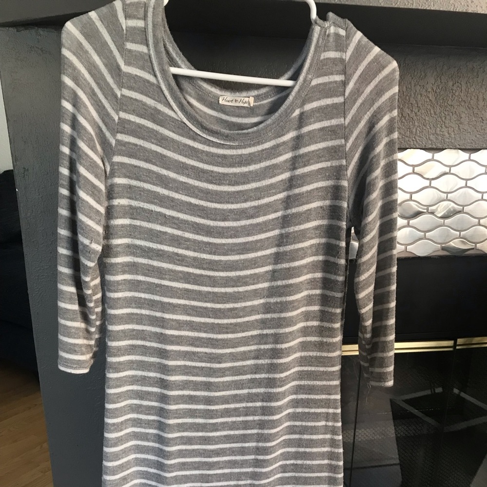 Striped grey and white bodycon summer dress